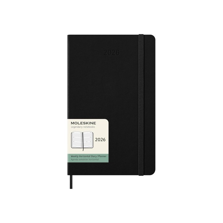 moleskine agenda 2026 tapa dura 12 meses semanal horizontal l  13 x 21 cm  negra moleskine dhb12wh3y