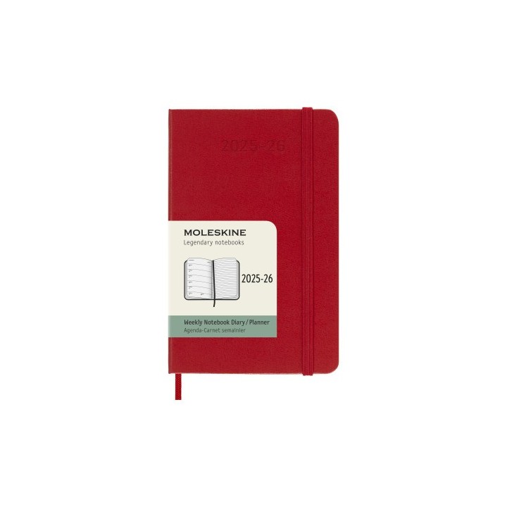 moleskine agenda 18m 2025 2026 semanal p  9 x 14 cm  rojo tapa dura moleskine dhf218wn2y26