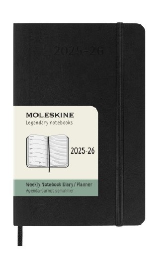 moleskine agenda 18m 2025 2026 semanal p  9 x 14 cm  negra tapa blanda moleskine dsb18wn2y26
