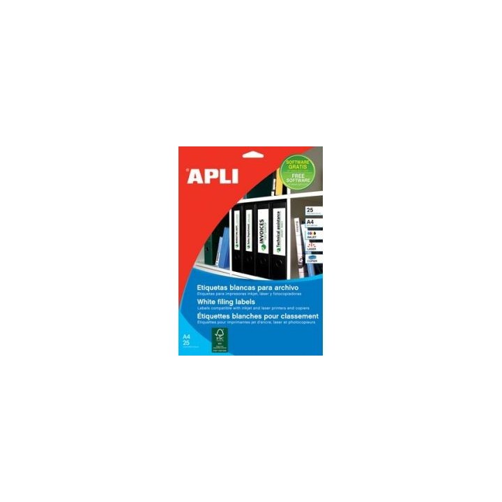 apli pack 25 hojas  100 uds  etiquetas blancas 190x61mm apli 1233