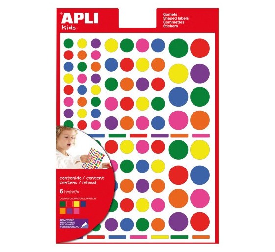 apli bolsa gomets geometricos removibles multicolor 6 hojas apli 13240