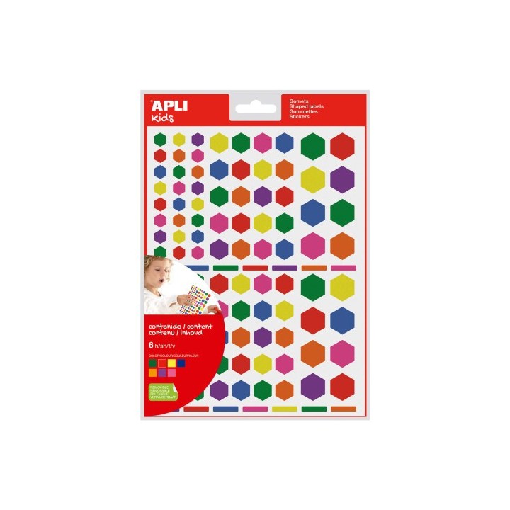 apli apli 18768 etiqueta decorativa engomada azul, fucsia, verde, naranja, purpura, rojo, amarillo