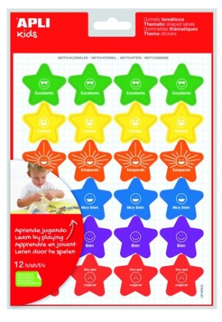 apli bolsa gomets   pegatinas tematicas removibles con frases motivacionales   288 gomets, 12 hojas