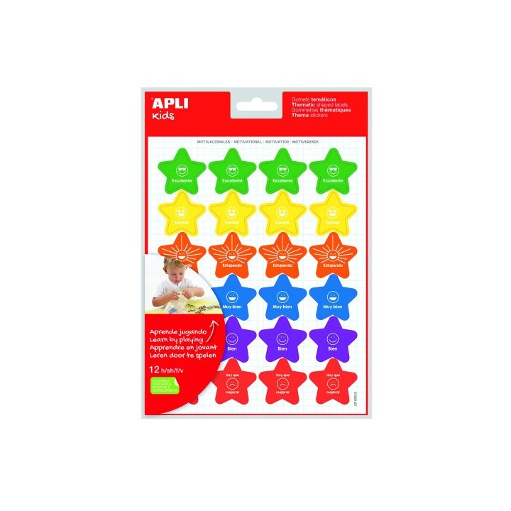 apli bolsa gomets   pegatinas tematicas removibles con frases motivacionales   288 gomets, 12 hojas