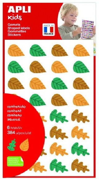 apli bolsa de gomets   pegatinas hojas de arboles 6 hojas apli 19