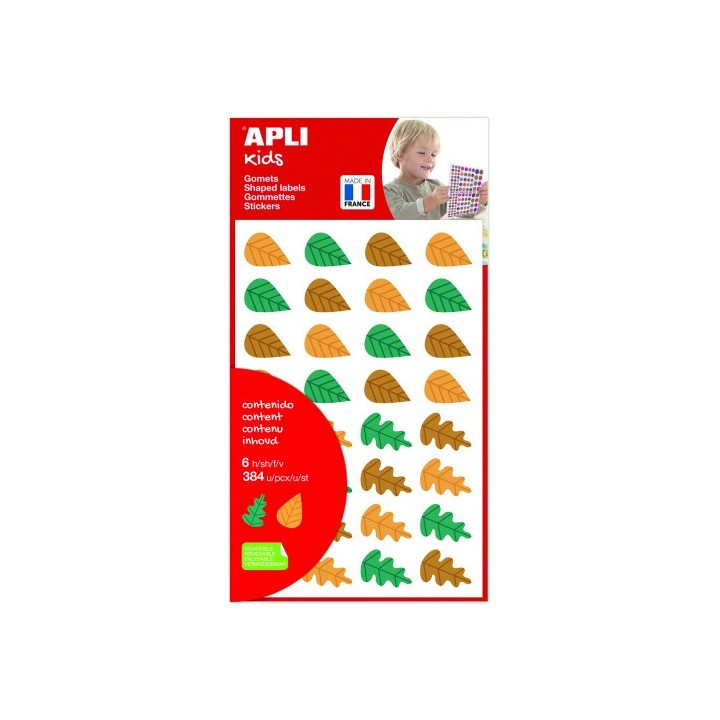 apli bolsa de gomets   pegatinas hojas de arboles 6 hojas apli 19