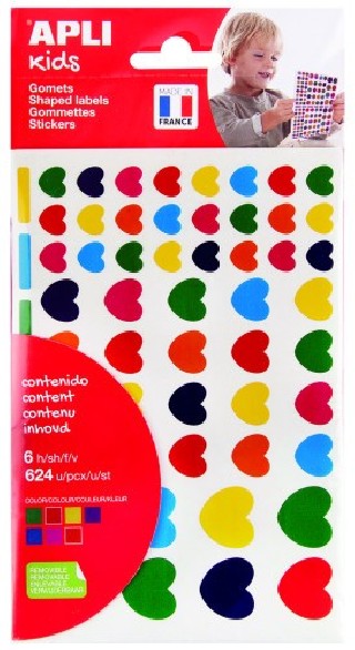 apli bolsa de gomets   pegatinas corazones surtidos apli 19720