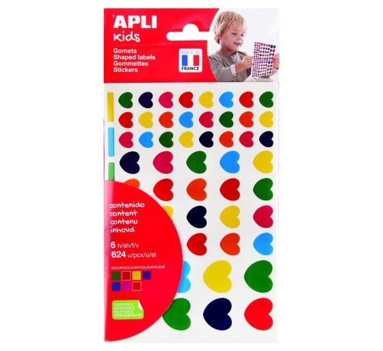 apli bolsa de gomets   pegatinas corazones surtidos apli 19720
