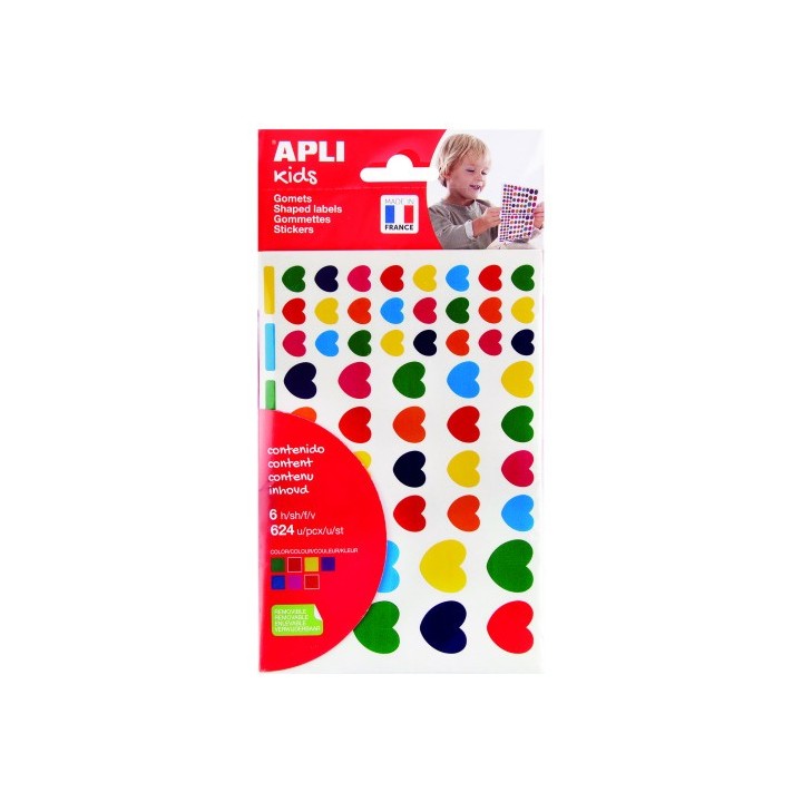 apli bolsa de gomets   pegatinas corazones surtidos apli 19720