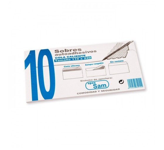 sam paquetes de 10 sobres open tamano 110x220  90 grs. sam 664912