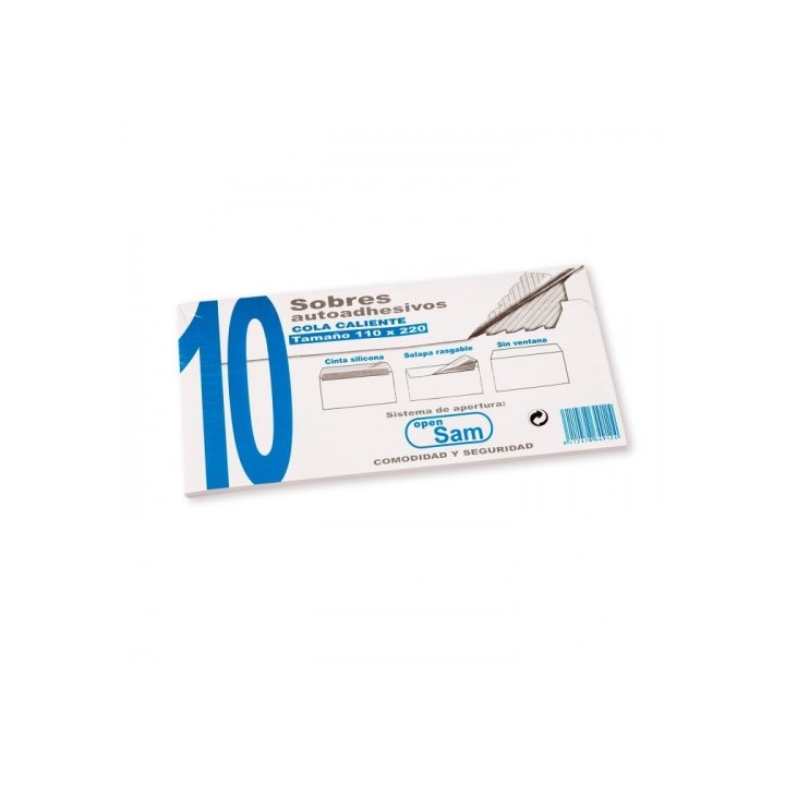 sam paquetes de 10 sobres open tamano 110x220  90 grs. sam 664912