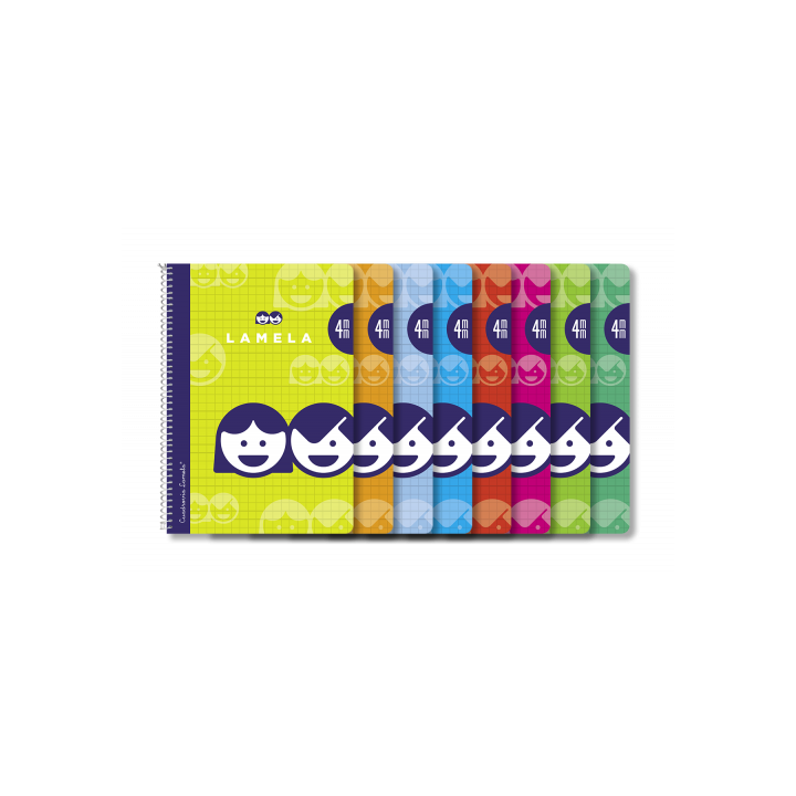 lamela cuaderno basico formato 4o 40 hojas rayado 4 mm surtidos lamela 07004  pack  10 unidades