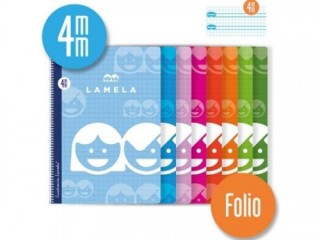 lamela cuaderno basico formato folio 80 hojas rayado 4 mm surtidos lamela 07f004  pack  10 unidades