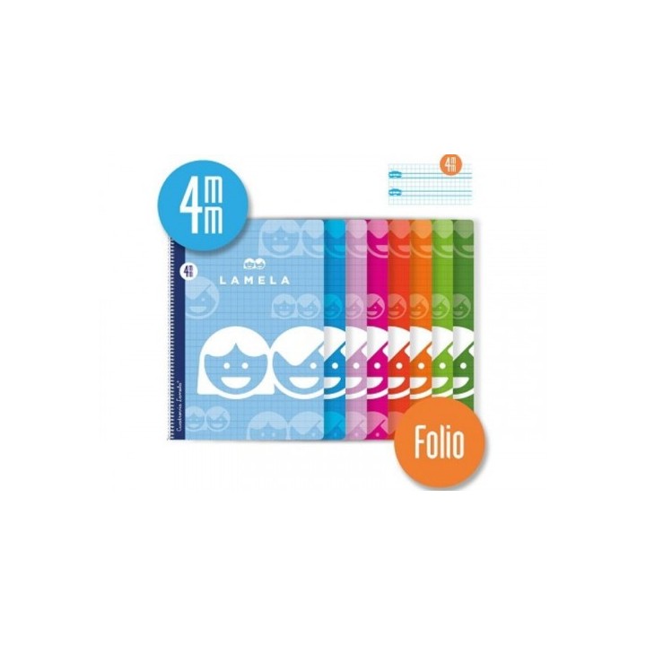 lamela cuaderno basico formato folio 80 hojas rayado 4 mm surtidos lamela 07f004  pack  10 unidades