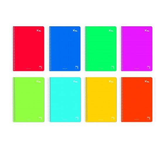 pacsa cuaderno espiral serie xtra tapa dura 60 grs. 4o  155x215mm.  80 hojas pautado 2,5 con margen