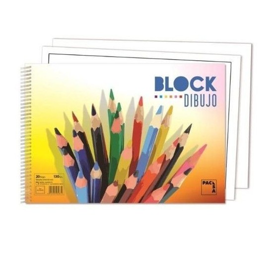 pacsa blocks de dibujo colours 130gr.tamano folio 20 hojas liso con recuadro pacsa 18836  pack  10 u