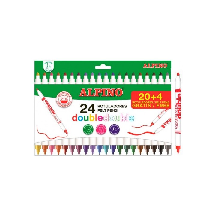 alpino caja 20+4 rotuladores de colores doble punta alpino ar002058n