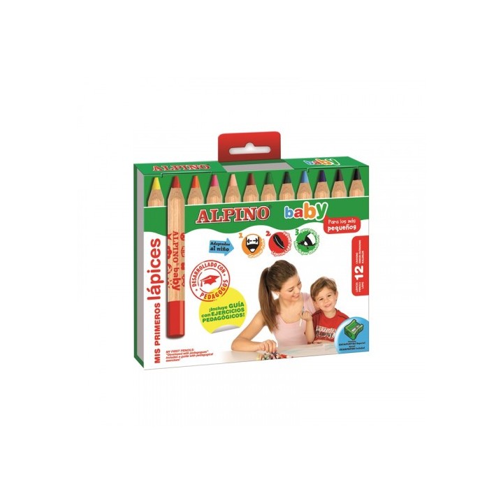 alpino estuche 12 lapices de colores para bebes alpino al000177