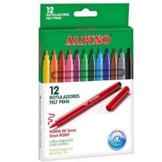 alpino estuche 12 unidades rotuladores punta fina colores surtidos alpino ar001002n