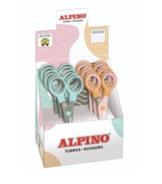 alpino expositor 12 tijeras escolares color pastel alpino pt0051