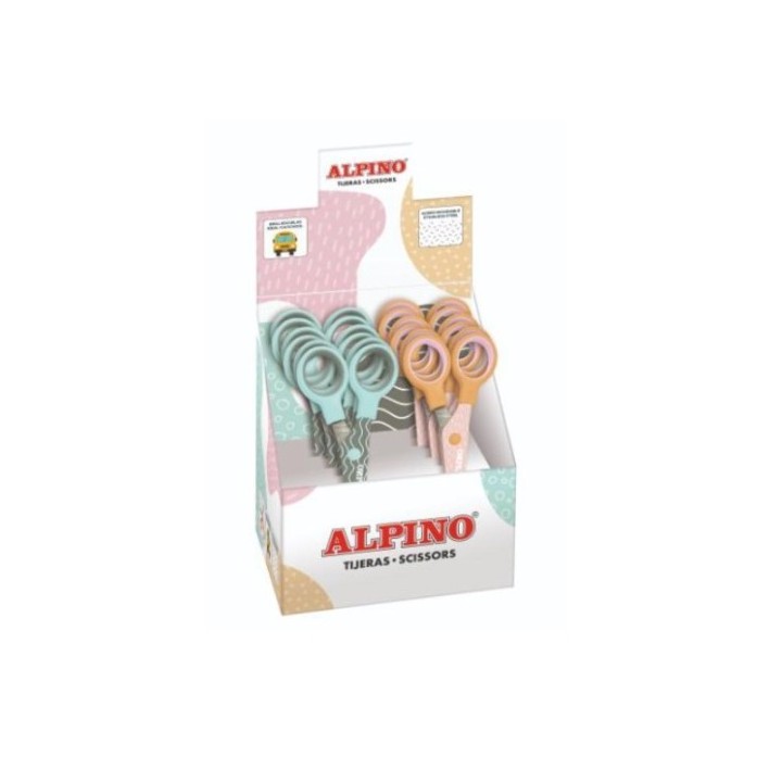 alpino expositor 12 tijeras escolares color pastel alpino pt0051