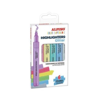 alpino estuche 6 subrayadores glitter color experience alpino su000006