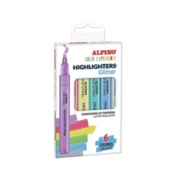 alpino estuche 6 subrayadores glitter color experience alpino su000006