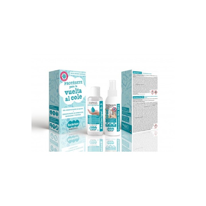 bacterisan pack bacterisan gel desinfectante 60ml + limpiador de superficies 60 ml bacterisan pack