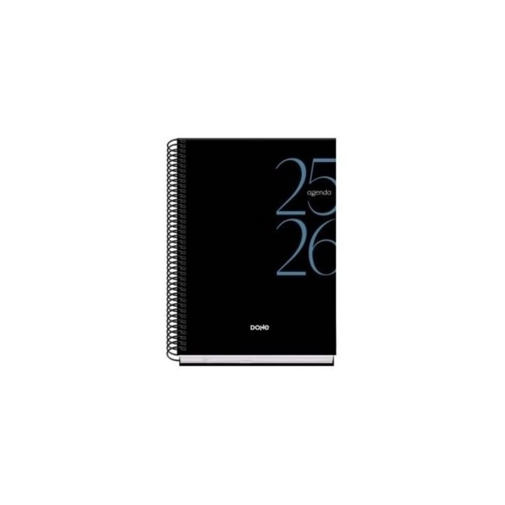 dohe agenda escolar 2025 2026 tamano a5 tapa carton forrado dia pagina modelo system basic negro doh