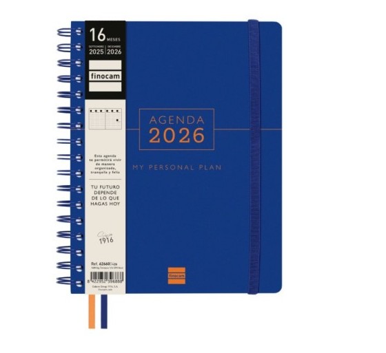 finocam agenda 16 meses septiembre 2025 diciembre 2026 tempus 4o 155x212 semana vista vertical azul+