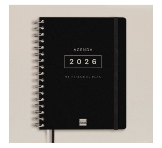 finocam agenda 16 meses septiembre 2025 diciembre 2026 tempus 4o 155x212 semana vista vertical negro