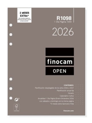 finocam recambio anual 2026 r1098 open1000 155x215mm dia pagina finocam 711680026
