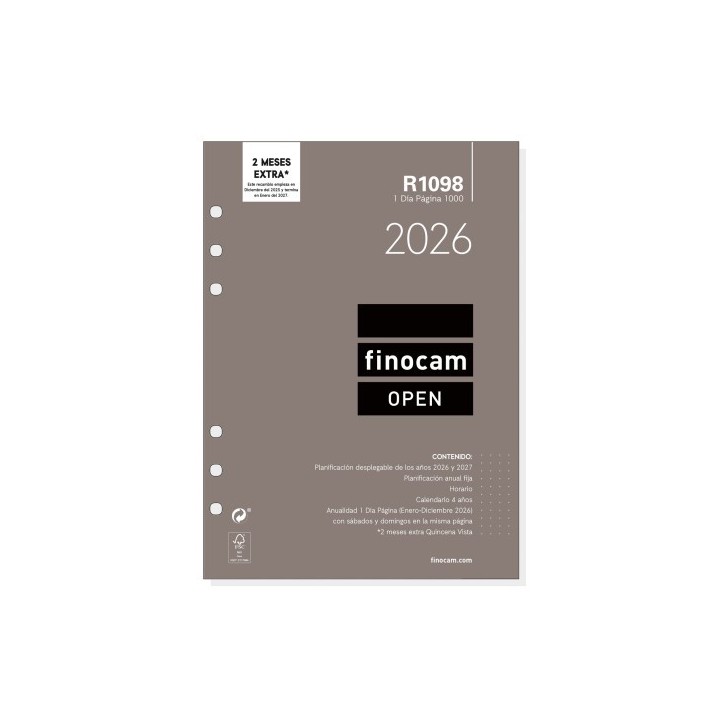 finocam recambio anual 2026 r1098 open1000 155x215mm dia pagina finocam 711680026