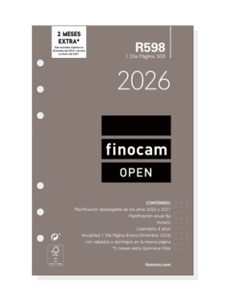 finocam recambio anual 2026 r598 open500 117x181mm dia pagina finocam 711670026