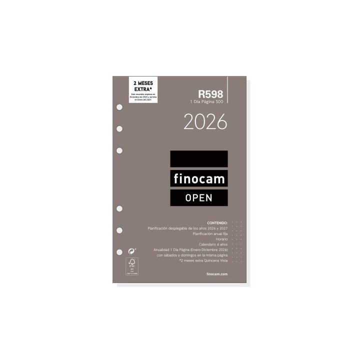 finocam recambio anual 2026 r598 open500 117x181mm dia pagina finocam 711670026