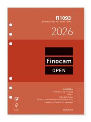 finocam recambio anual 2026 r1093 open1000 155x215mm semana vista horizontal finocam 711590026