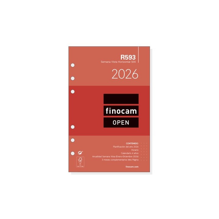 finocam recambio anual 2026 r593 open500 117x181mm semana vista horizontal finocam 711580026