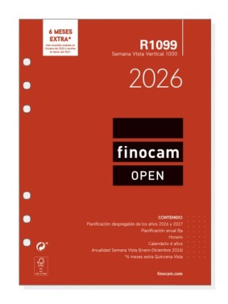 finocam recambio anual 2026 r1099 open1000 155x215mm semana vista vertical finocam 711520026