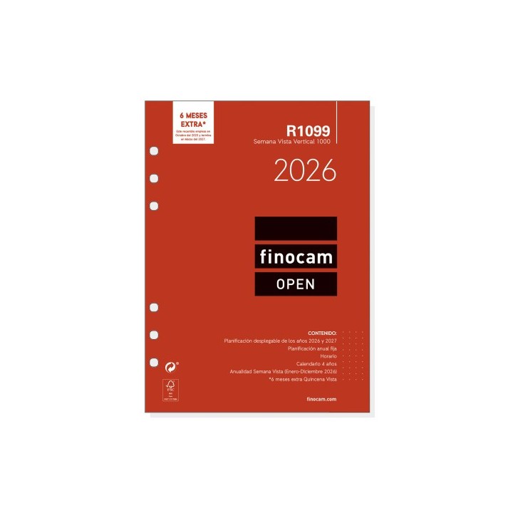 finocam recambio anual 2026 r1099 open1000 155x215mm semana vista vertical finocam 711520026