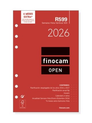 finocam recambio anual 2026 r599 open500 117x181mm semana vista vertical finocam 711500026