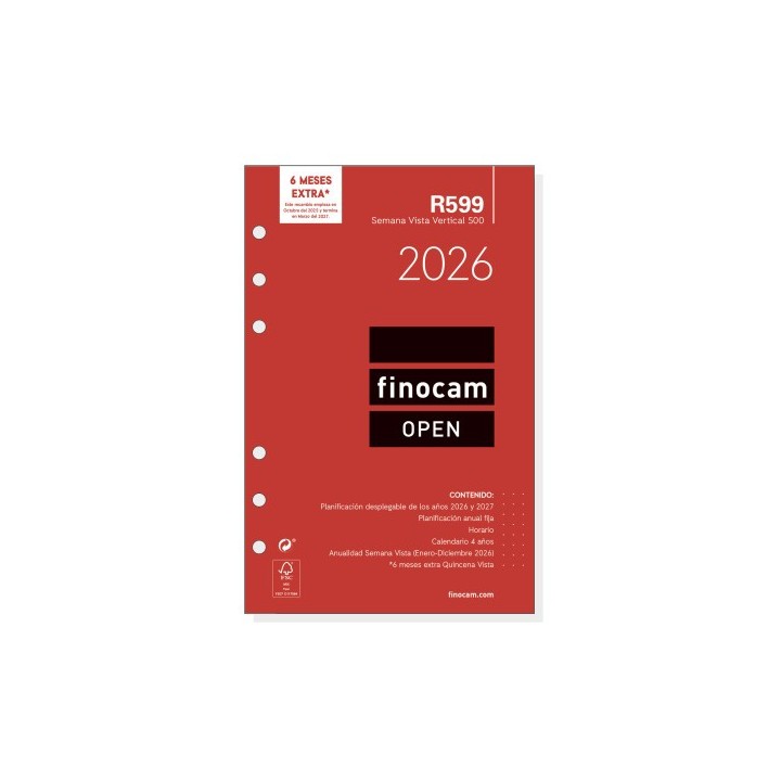 finocam recambio anual 2026 r599 open500 117x181mm semana vista vertical finocam 711500026