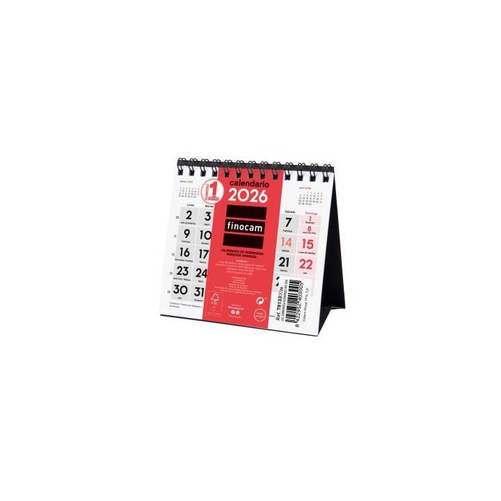 finocam calendario 2026 sobremesa neutro numeros grandes xxs 110x100mm finocam 781330026