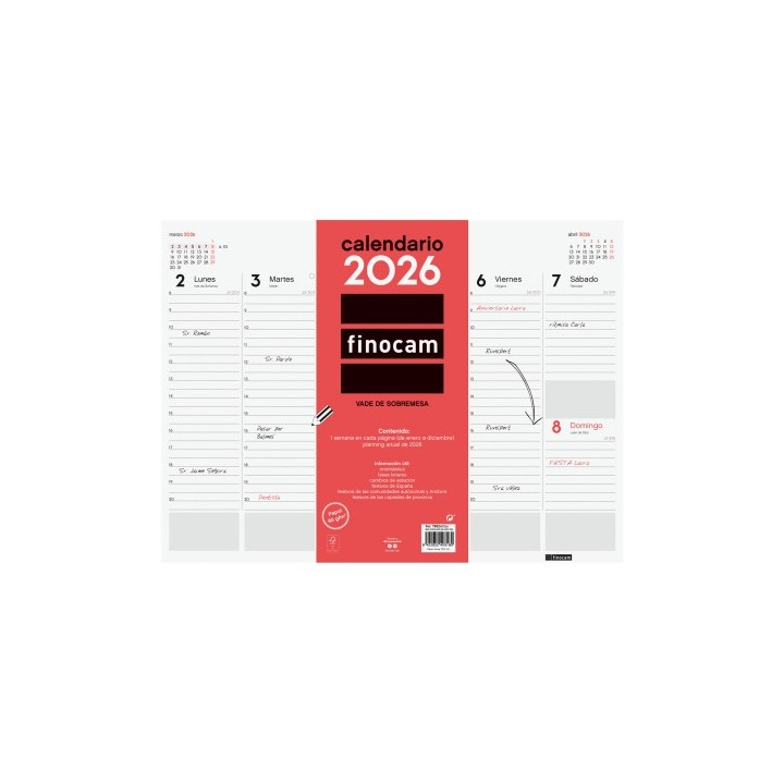 finocam vade 2026 encolado semana vista vertical 420x310mm finocam 780240026