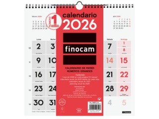 finocam calendario 2026 neutro pared numeros grandes 300x300mm finocam 780570026