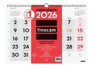 finocam calendario 2026 neutro pared numeros grandes l 430x310mm finocam 780010026