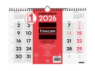 finocam calendario 2026 neutro pared numeros grandes m 300x210mm finocam 780000026