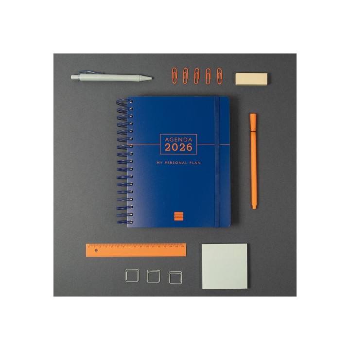 finocam agenda 2026 tempus 1/4 155x217mm dia pagina azul finocam 626301026