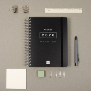 finocam agenda 2026 tempus 1/4 155x217mm dia pagina negro finocam 626306026