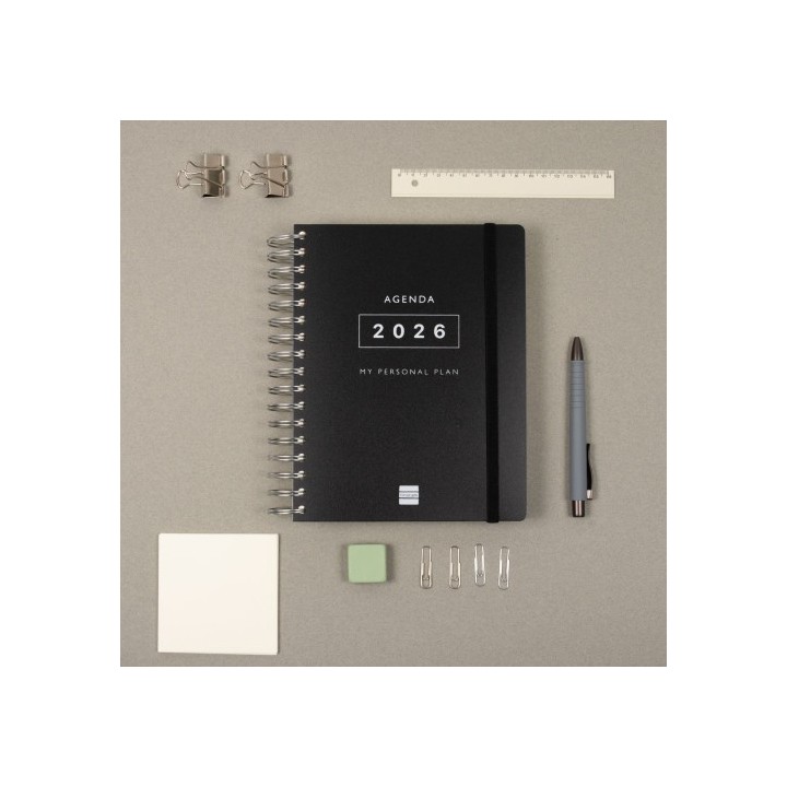 finocam agenda 2026 tempus 1/4 155x217mm dia pagina negro finocam 626306026