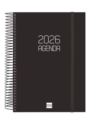 finocam agenda 2026 basic opaque e10 155x212mm dia pagina negro finocam 742916026